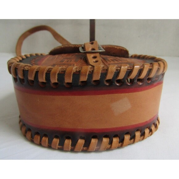 Western Crossbody Mini Brown Tooled Leather Purse Shoulder Bag - Picture 4 of 6